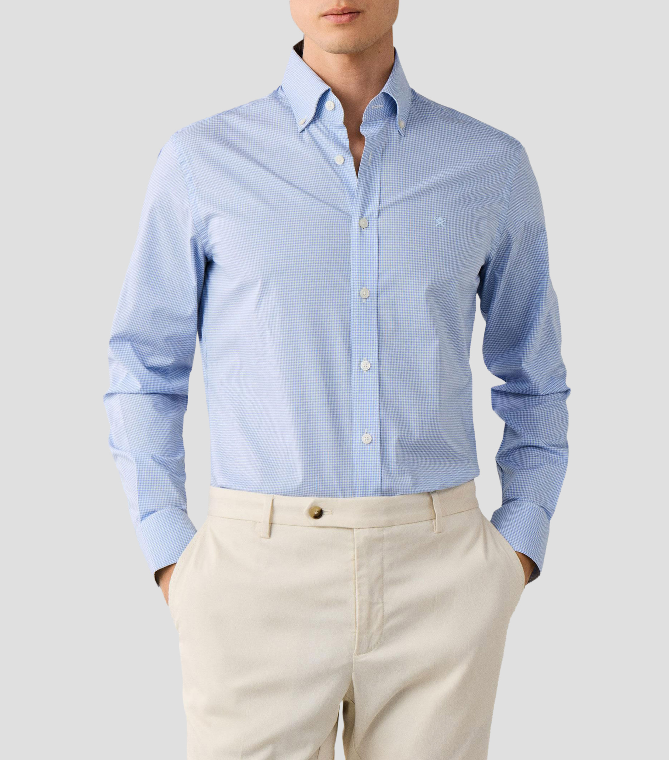 Camisa con microdiseños manga larga Hombre